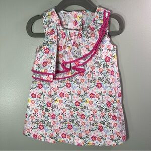 Bonnie Baby Toddler Girl Shift Dress,‎ Multicolor Floral w PomPom trim, size 18M